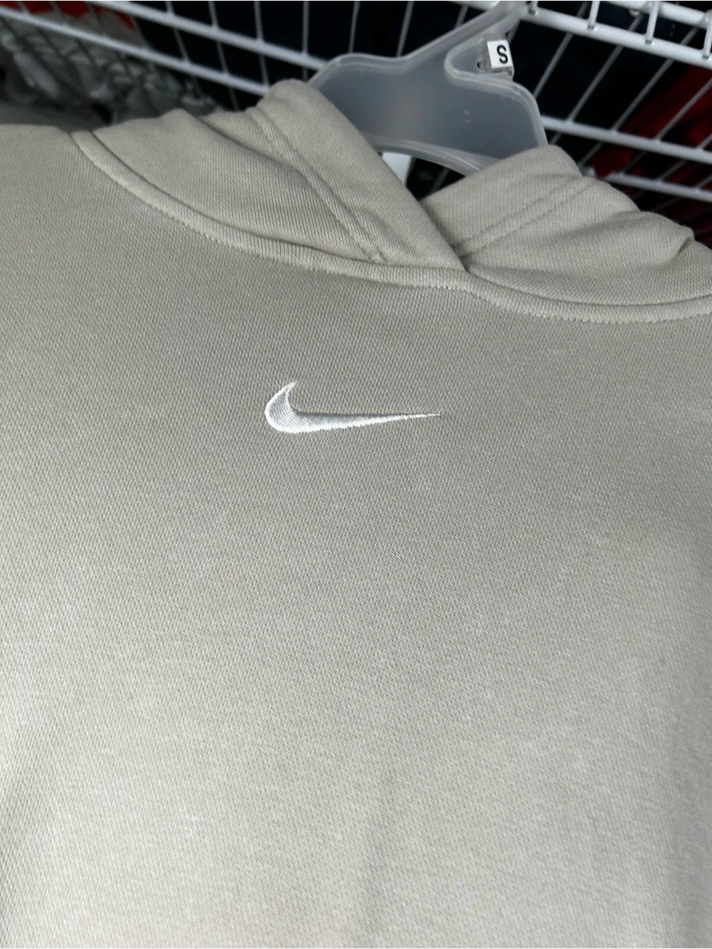 Nike women’s Light Cream Crewneck Hoodie with Small Swoosh